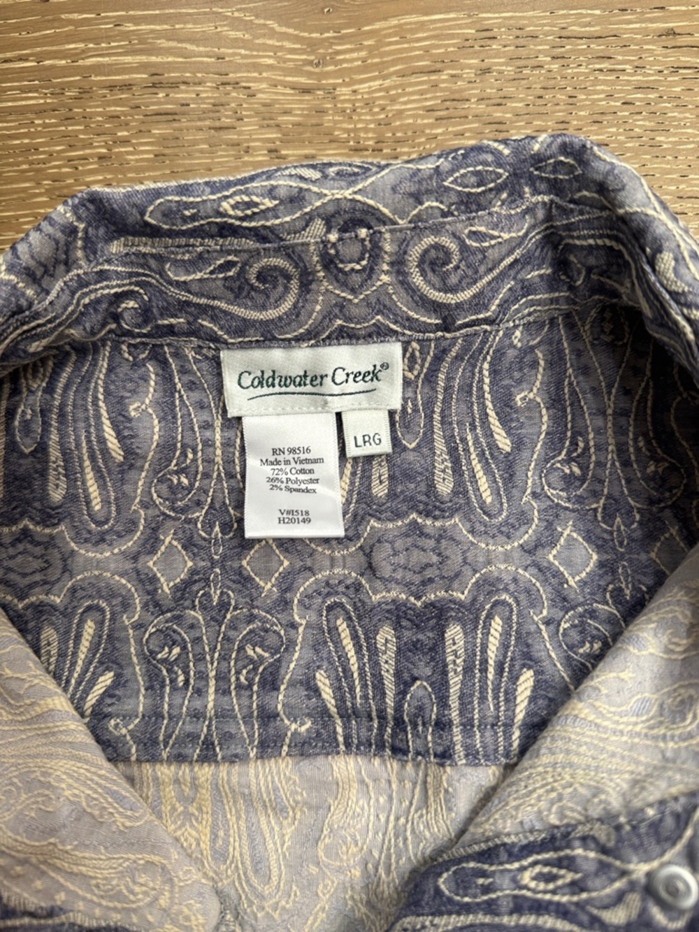 Coldwater Creek Paisley Cropped Jacket purple Boho Vintage Style Size L - Picture 3 of 5